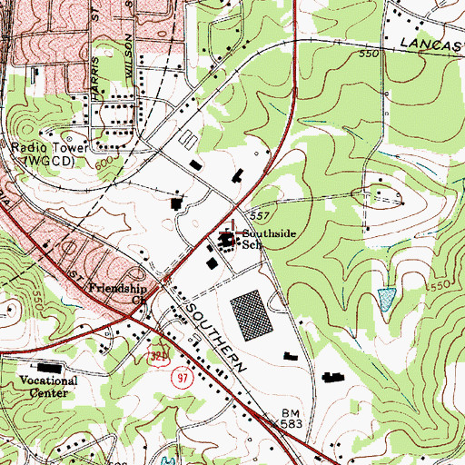 Topographic Map of Southside School, SC