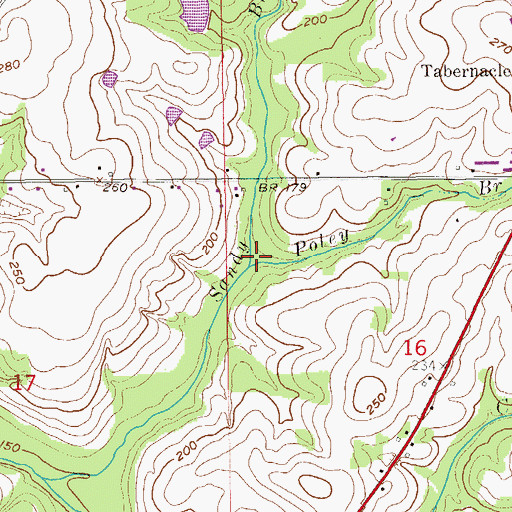 Topographic Map of Poley Branch, AL