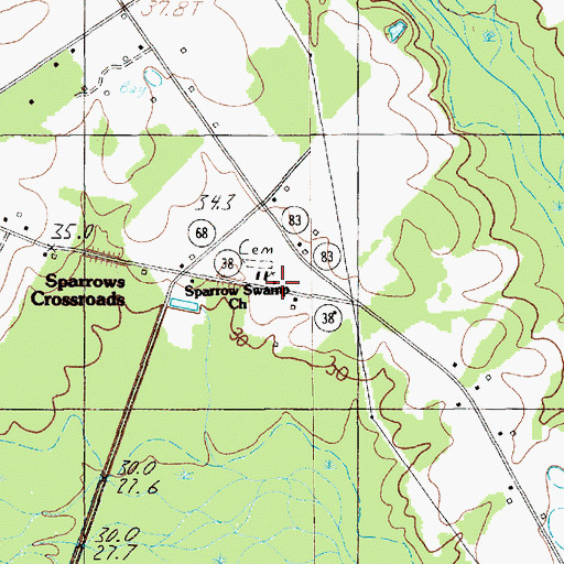 Topographic Map of Sparrow Swamp Church, SC