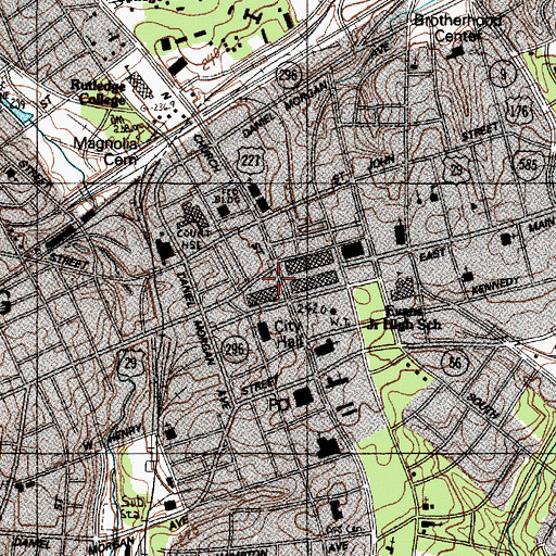 Topographic Map of Spartanburg, SC