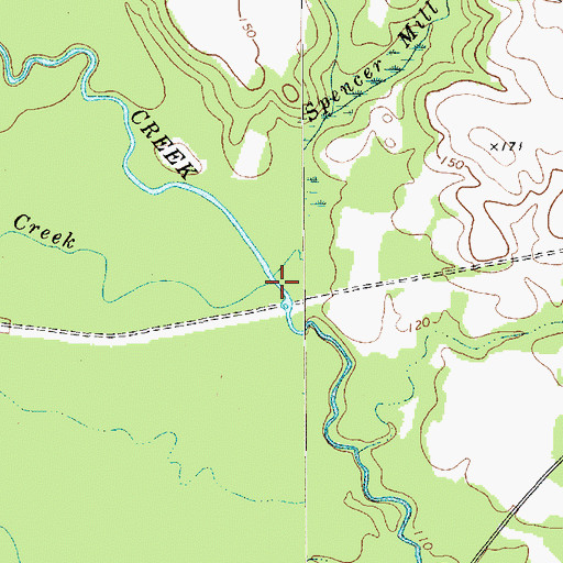 Topographic Map of Spencer Mill Creek, SC