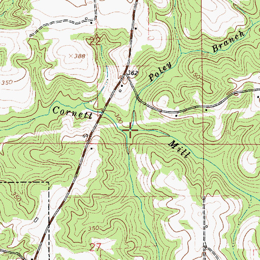 Topographic Map of Poley Branch, AL
