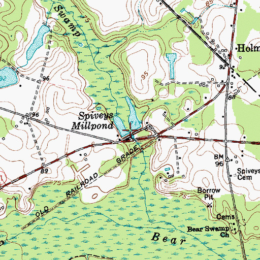 Topographic Map of Spiveys Millpond, SC