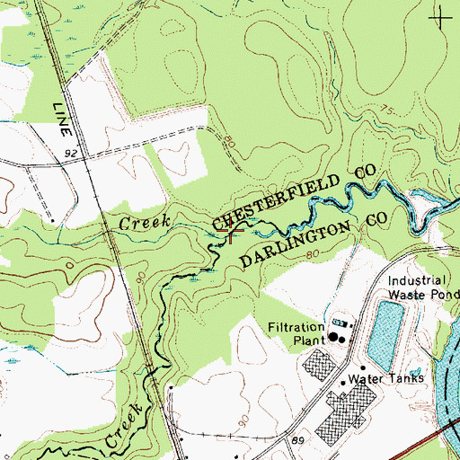 Topographic Map of Spot Mill Creek, SC