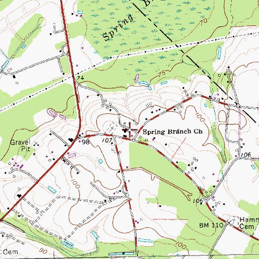 Topographic Map of Spring Branch Church, SC