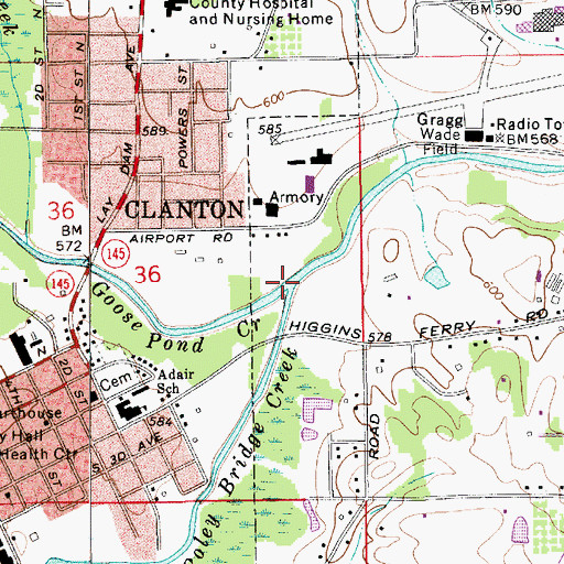 Topographic Map of Poley Bridge Creek, AL