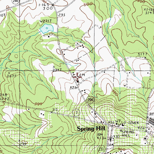 Topographic Map of Spring Hill, SC