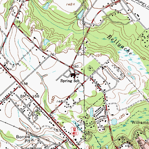 Topographic Map of Spring School, SC