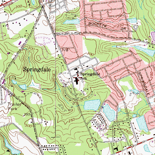 Topographic Map of Springdale School, SC