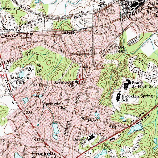 Topographic Map of Springdell Church, SC