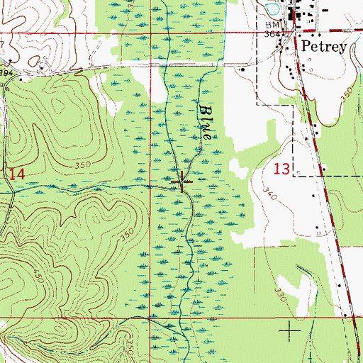 Topographic Map of Poley Creek, AL