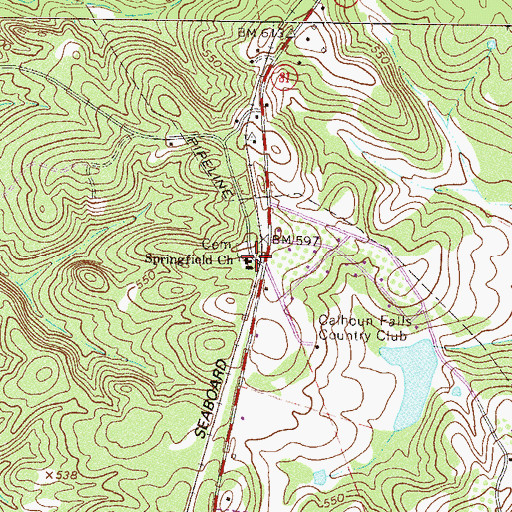 Topographic Map of Springfield Baptist Church, SC