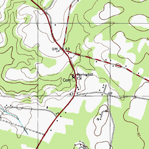 Topographic Map of Springhill Church, SC