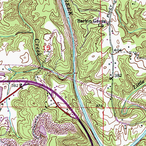 Topographic Map of Poley Creek, AL