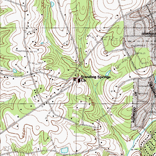 Topographic Map of Standing Springs Church, SC