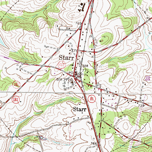 Topographic Map of Starr, SC