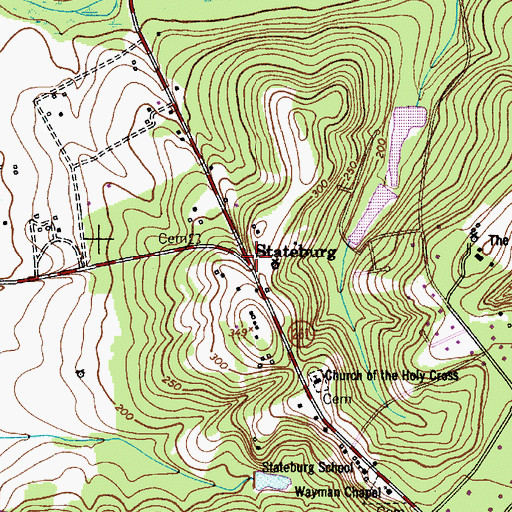 Topographic Map of Stateburg, SC