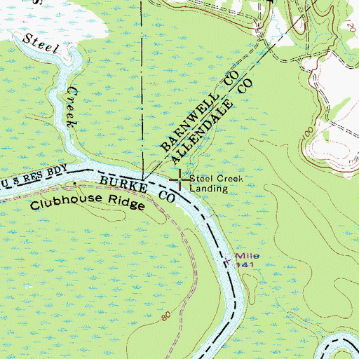 Topographic Map of Steel Creek Landing, SC