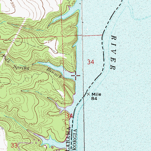 Topographic Map of Polk Spring Branch, AL