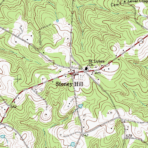 Topographic Map of Stoney Hill, SC