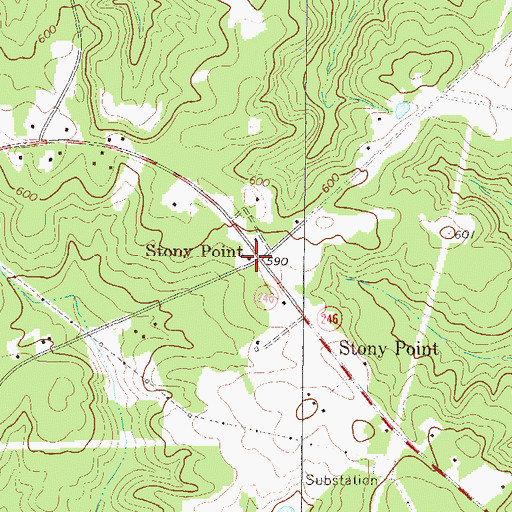 Topographic Map of Stony Point, SC