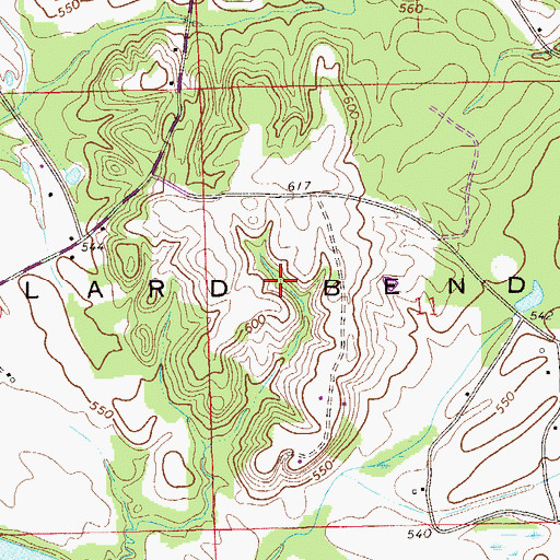 Topographic Map of Pollard Bend, AL