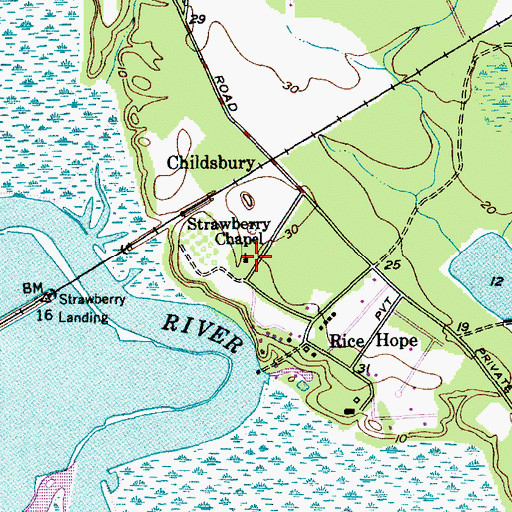 Topographic Map of Strawberry Chapel, SC