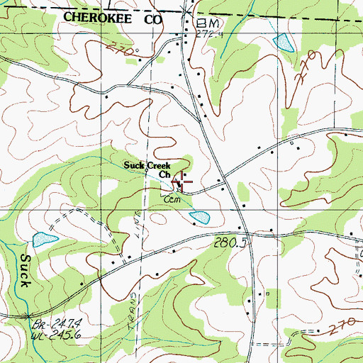 Topographic Map of Suck Creek Baptist Church, SC