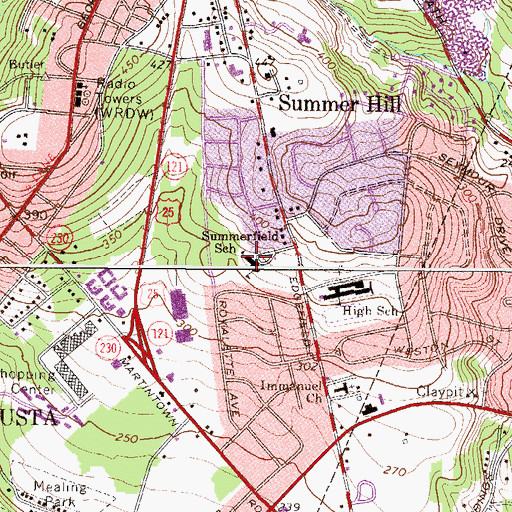 Topographic Map of Summerfield Elementary School, SC