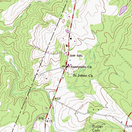 Topographic Map of Sunnyside Church, SC
