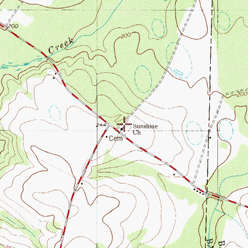 Topographic Map of Sunshine Baptist Church, SC
