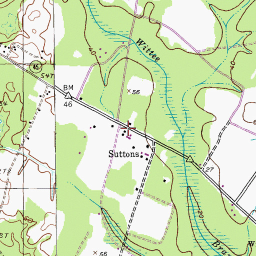Topographic Map of Suttons, SC