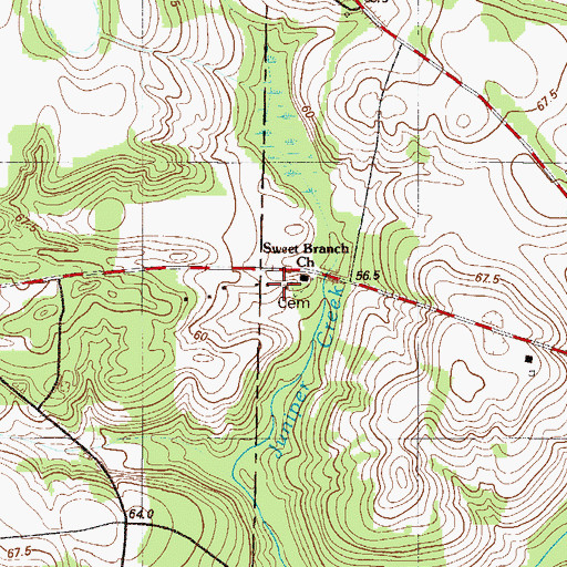Topographic Map of Sweet Branch Baptist Church, SC
