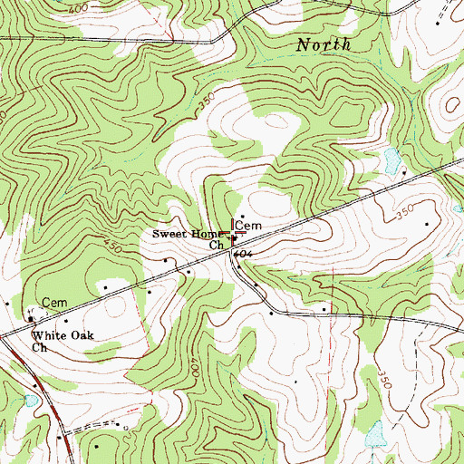 Topographic Map of Sweet Home Baptist Church, SC