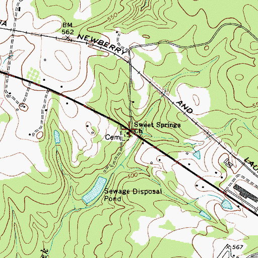 Topographic Map of Sweet Springs Church, SC