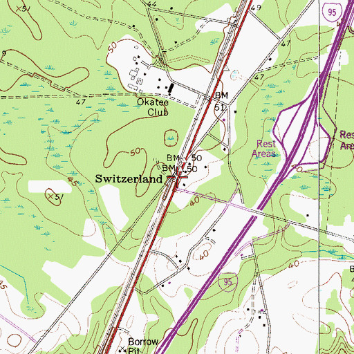 Topographic Map of Switzerland, SC