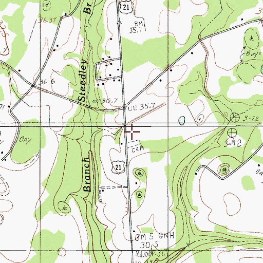 Topographic Map of Tabernacle Church, SC