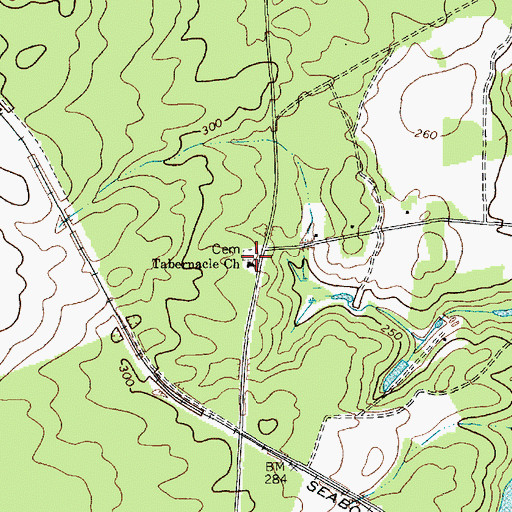 Topographic Map of Tabernacle Church, SC