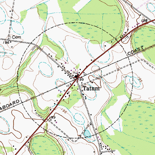Topographic Map of Tatum, SC
