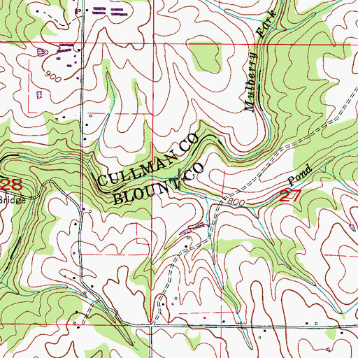 Topographic Map of Pond Branch, AL