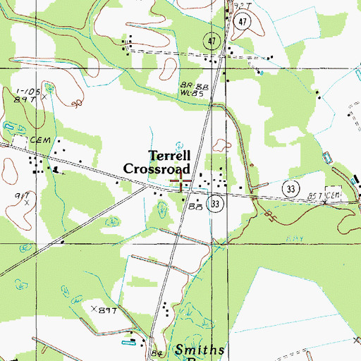 Topographic Map of Terrell Crossroad, SC