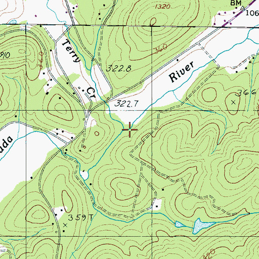 Topographic Map of Terry Creek, SC