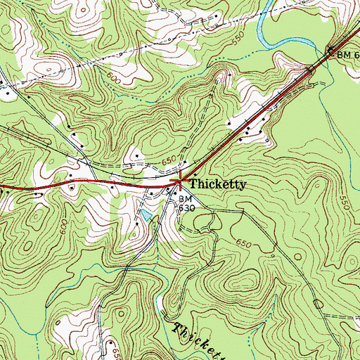 Topographic Map of Thicketty, SC