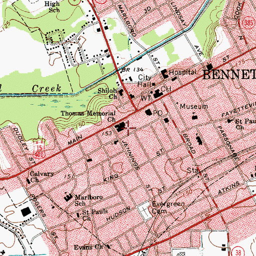 Topographic Map of Thomas Memorial Church, SC