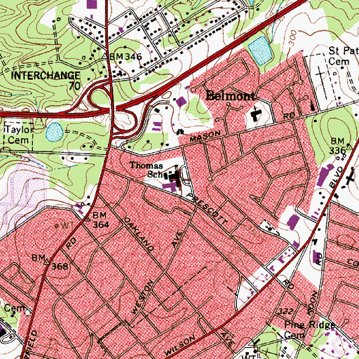 Topographic Map of Thomas School, SC