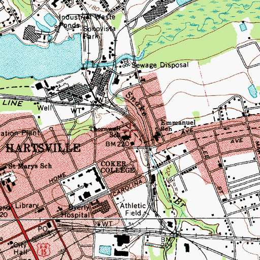 Topographic Map of Thornwell School, SC