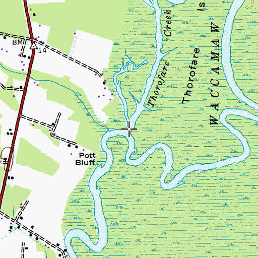 Topographic Map of Thorofare Creek, SC