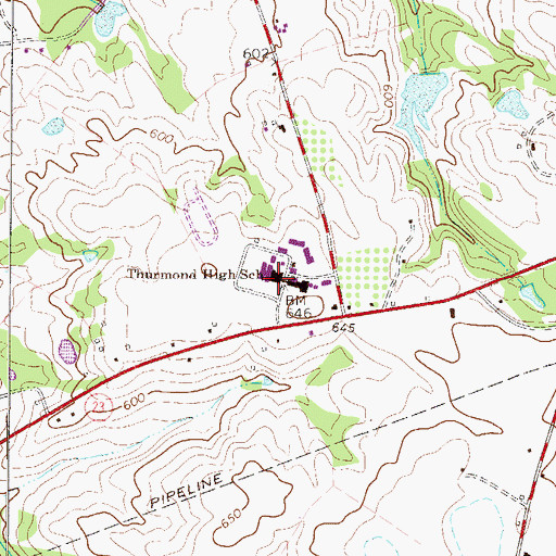 Topographic Map of Thurmond High School, SC