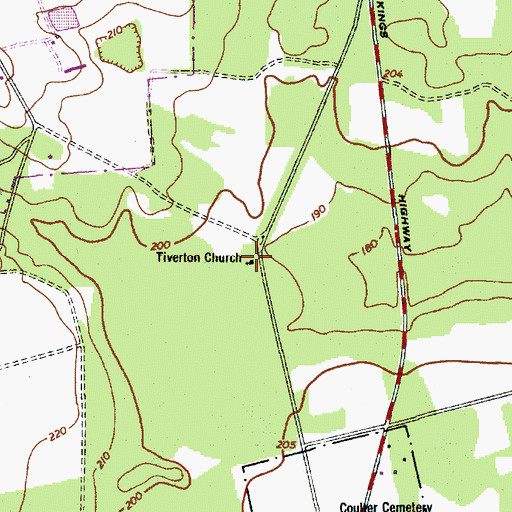 Topographic Map of Tiverton Church, SC