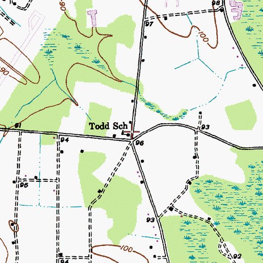 Topographic Map of Todd School, SC